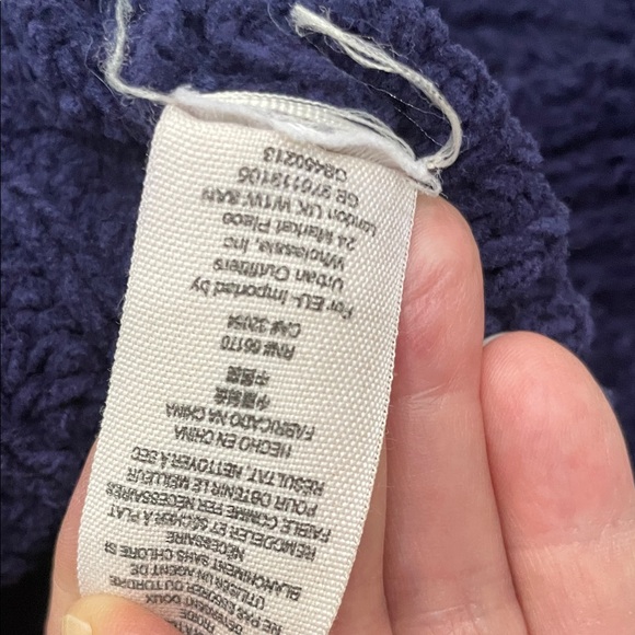 Free People Navy Ribbed Crewneck Sweater with puffy sleeves 100% Cotton sz small - Picture 6 of 16